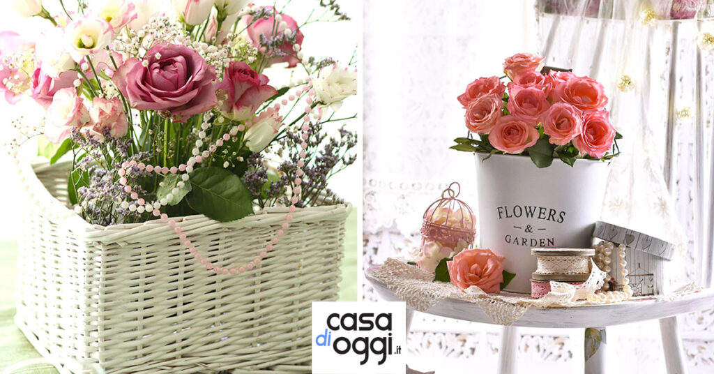 composizioni floreali shabby chic in vaso per la primavera