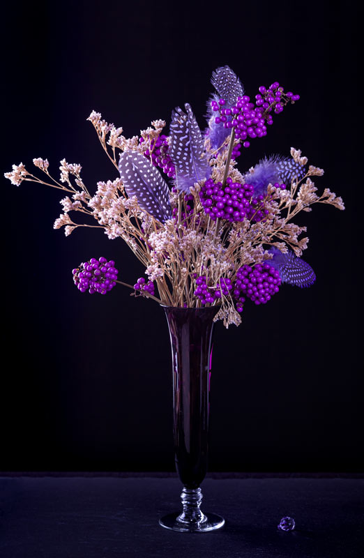 Bouquet decorativo per la casa con callicarpa.