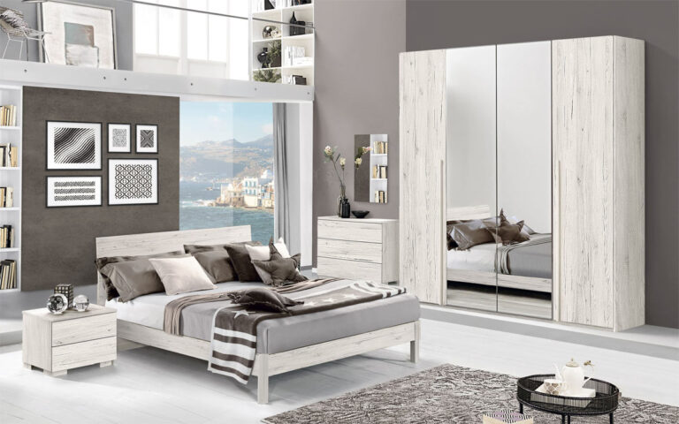 Camera Da Letto Completa Moderna - Letto Matrimoniale Con Armadio E Comodini, Rovere E Antracite - Foto 14