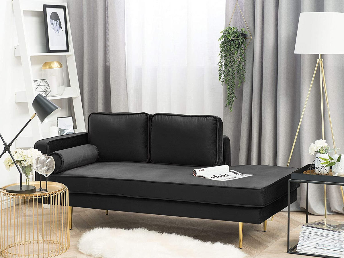 chaise longue in velluto nero