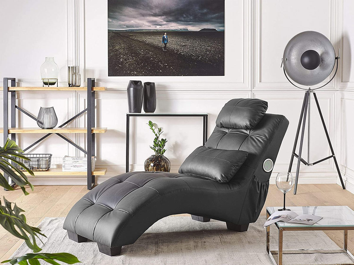 chaise-longue in pelle nera