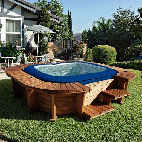 Piscina Idromassaggio in Legno K2O Malibu Per 4-6 persone Quadrata 250x275x71 cm